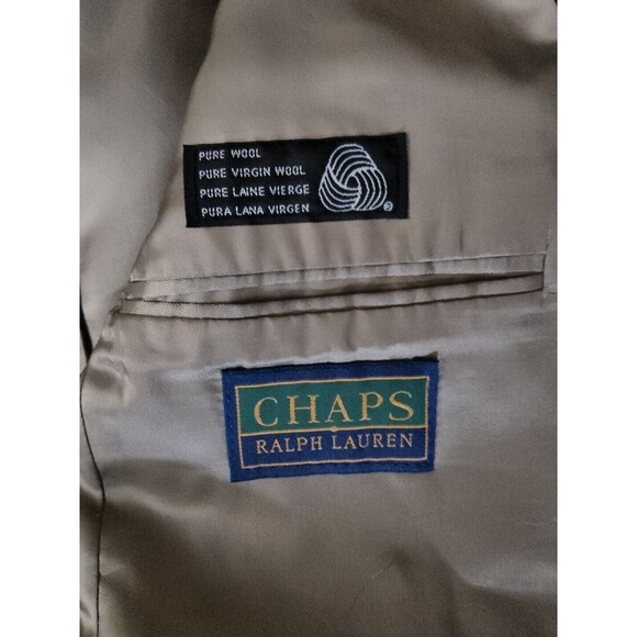 Chaps Ralph Lauren Sports Coat Blazer Beige Glen Plaid Men's Size 43T Canada EUC - Picture 5 of 11
